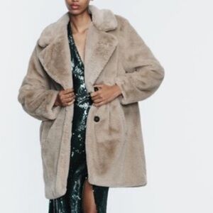 Zara Women's Cream Teddy Jacket